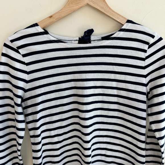 J Crew Black Stripe Long Sleeve Bow Tie Back Womens Size XS Boat Neck Pullover - Picture 3 of 10
